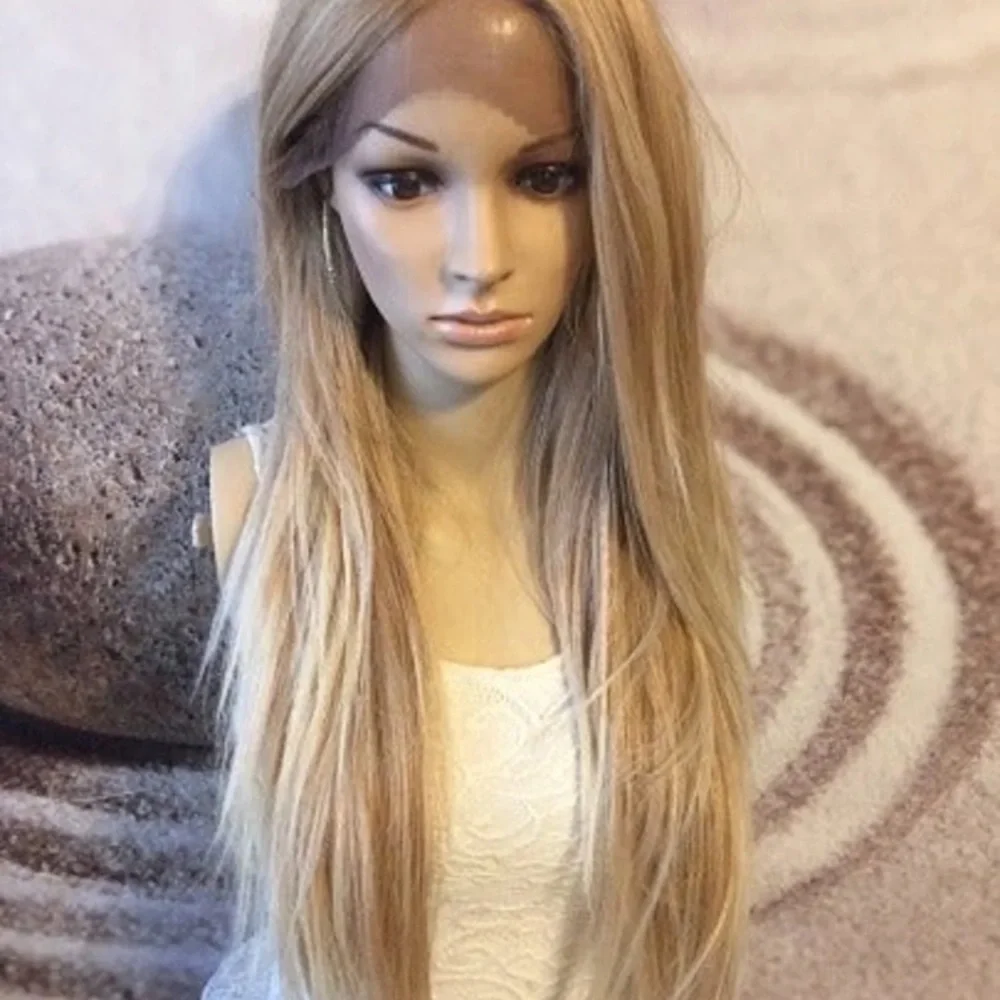 Honey blonde lace front wig straight hair - Picture 4 of 5
